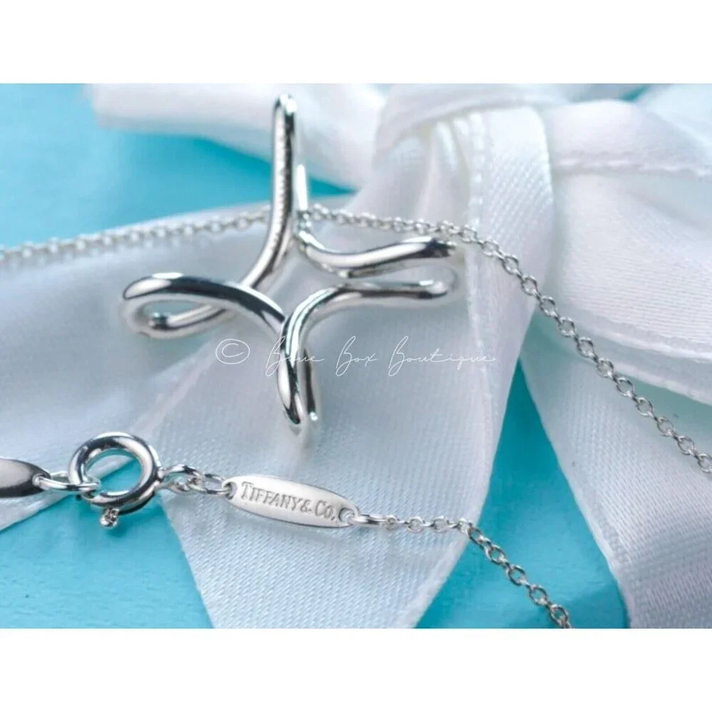 Tiffany & Co. Elsa Peretti Infinity Cross Pendant Necklace in Silver 16" - Picture 5 of 9